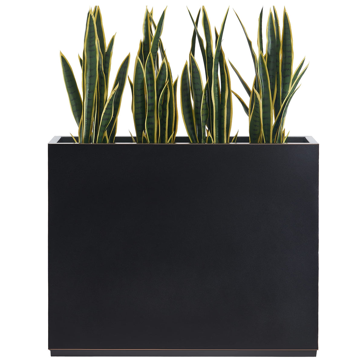 Wallowa Metallic Heavy Outdoor Planter Box, Span Planter, Pure Black with Hand Brushed Gold Rim, Long and Tall Divider Planter, No Assembly and Seamless, 38”Lx10”Wx30”H 48.8 Pounds