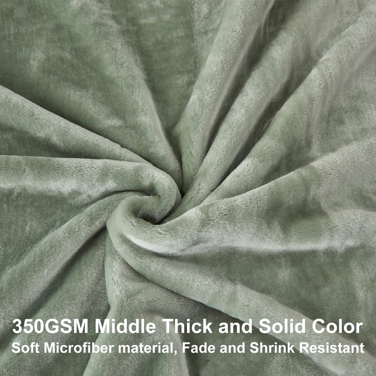 JYK Fleece Plush Blanket - 3.5 LB, 1 Ply, Korean Mink, Queen 79" x 91" - Super Soft and Warm, Lightweight, Cozy Fuzzy Solid Color Green