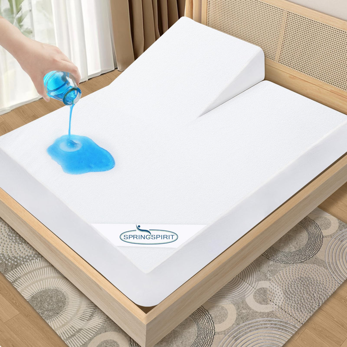 Split Top King Mattress Protector Waterproof Soft & Breathable Terry, 34" Top Split from Head 78''×80'' up to 18'' Depth, Skin-Friendly Machine Washable Mattress Cover