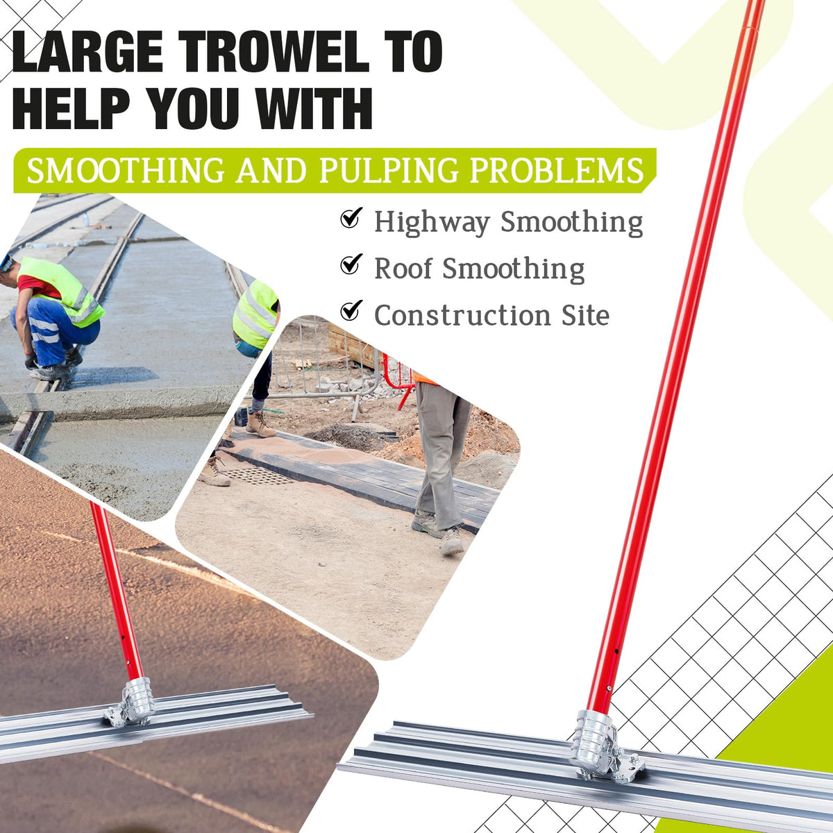 48 x 8 Inch Bull Float for Concrete,Magnesium Alloy Concrete Float with Adjustable Bracket & 4 Handles, Professional Cement Screeding and Finishing Tool Kit for Driveways, Construction Sites