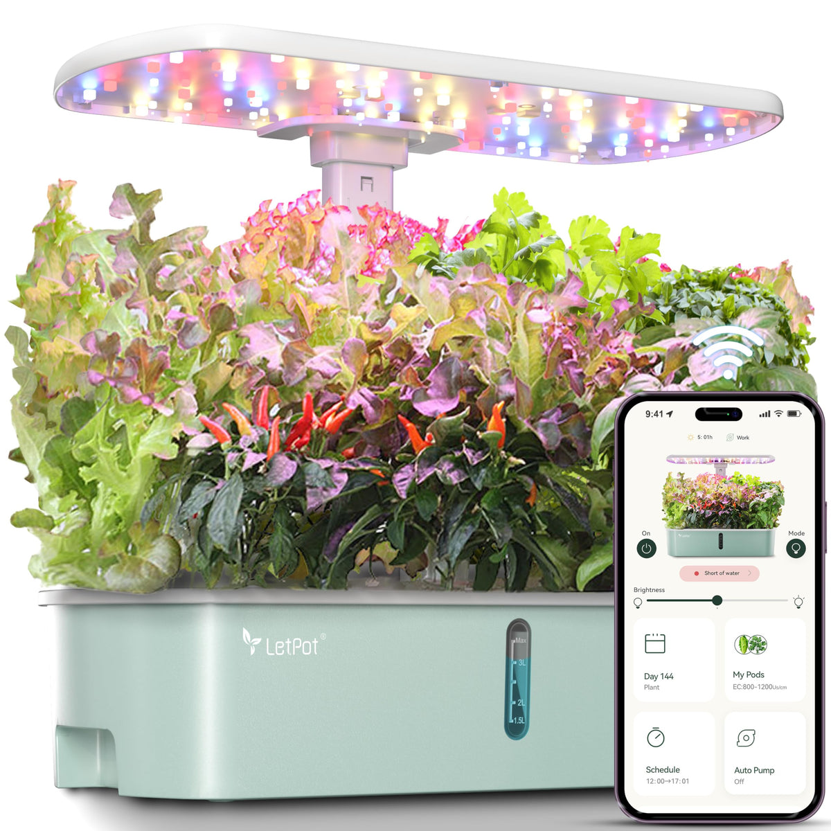 LetPot LPH-Air Hydroponics Growing System Kits, APP & WiFi Controlled Smart Indoor Garden with Adjustable 24W Grow Light Full Spectrum, 10 Pods Planter Indoor Gardening for Gifts, Kitchen, Vegetable