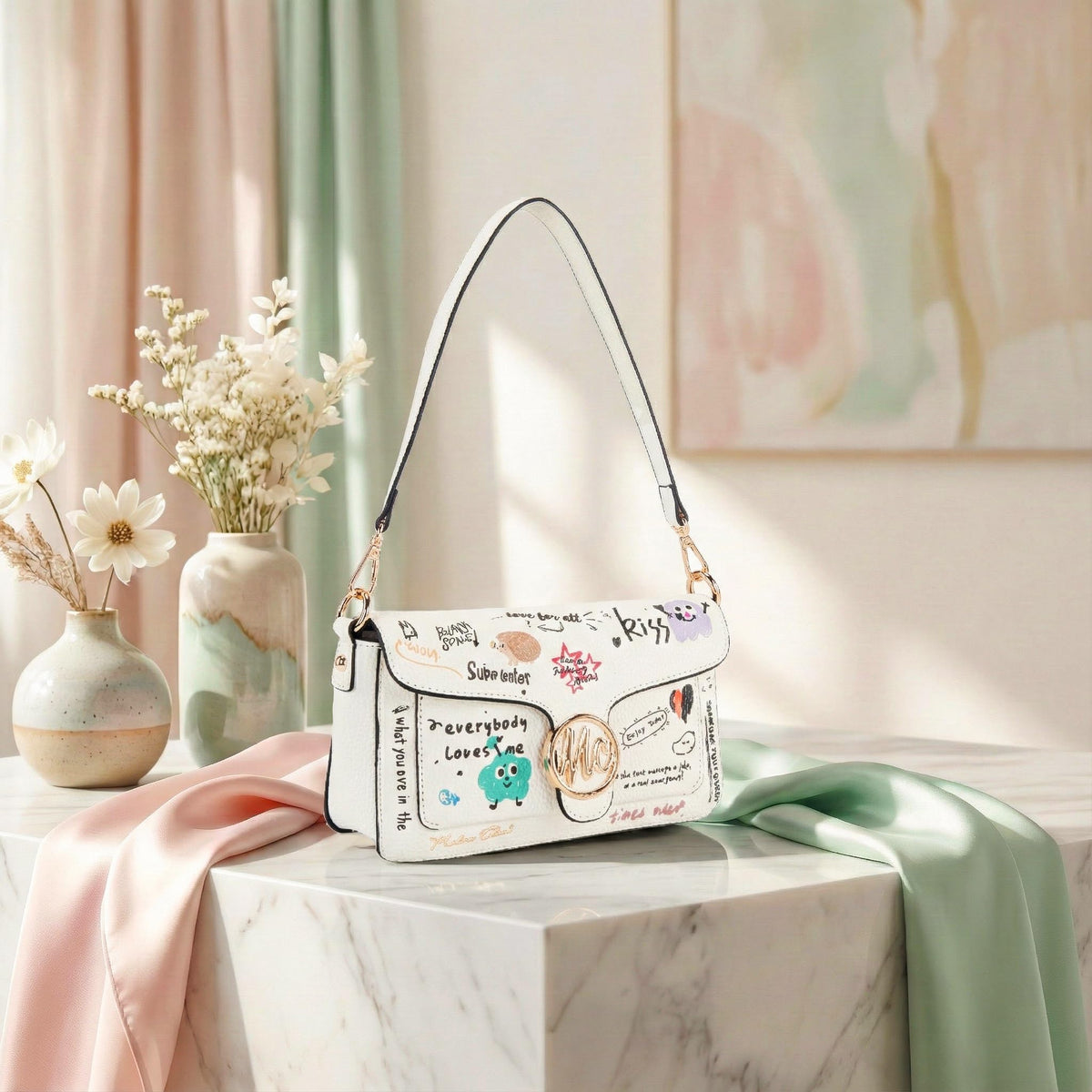 Milan Chiva Crossbody Bags for Women - Small Cross Body Purse Shoulder Bag, Cute Purse Handbags for Daily Commute Travel MC-619-1WT