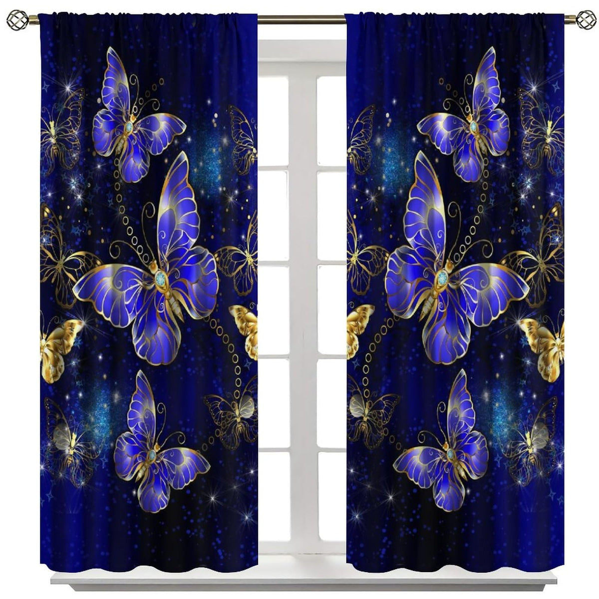 Yearn Jear Golden Butterfly Curtains,Modern Abstract Style DecorWindow Door Curtains for Kids Girls Bedroom Living Room Home Decor W42xL45in Decor
