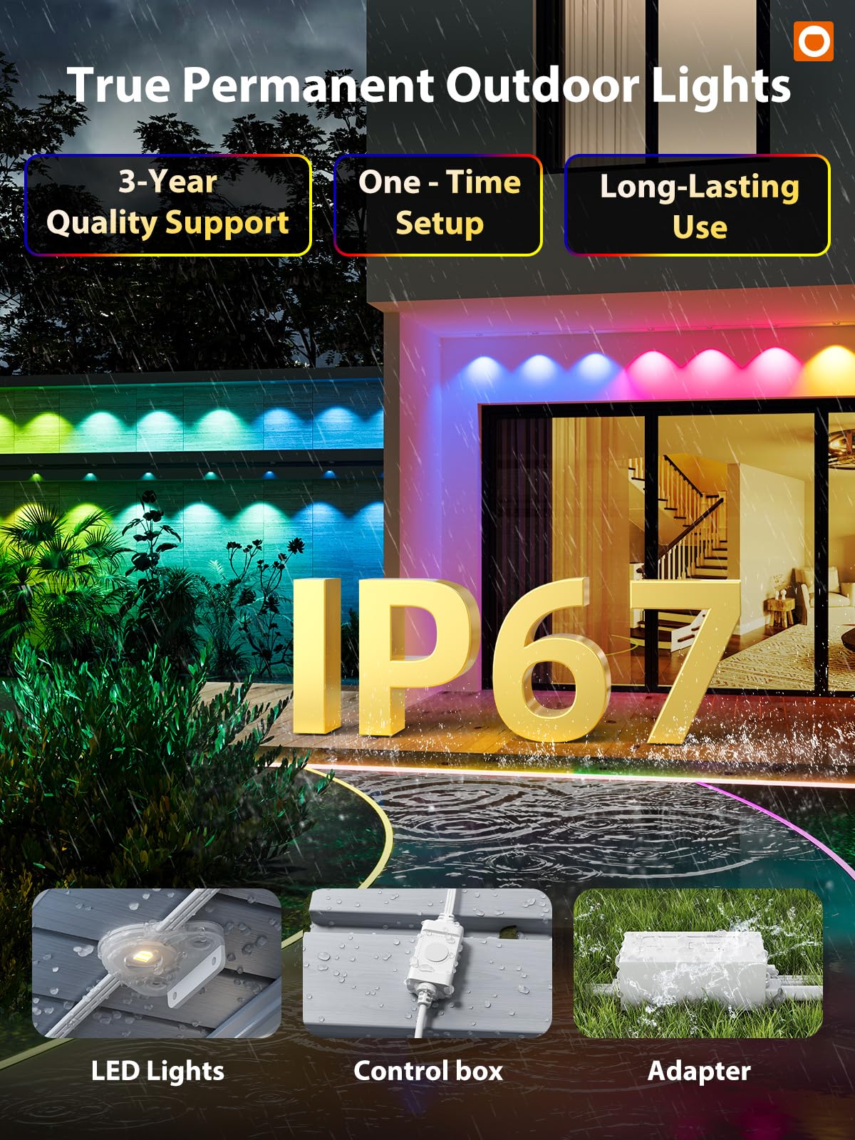 addlon 200FT Permanent Outdoor Lights, Cuttable & Extendable Smart RGB+IC LED Lights for House & Outdoor, App & Remote Control, IP67 Waterproof for Christmas, Holiday, Party, Halloween Decorations