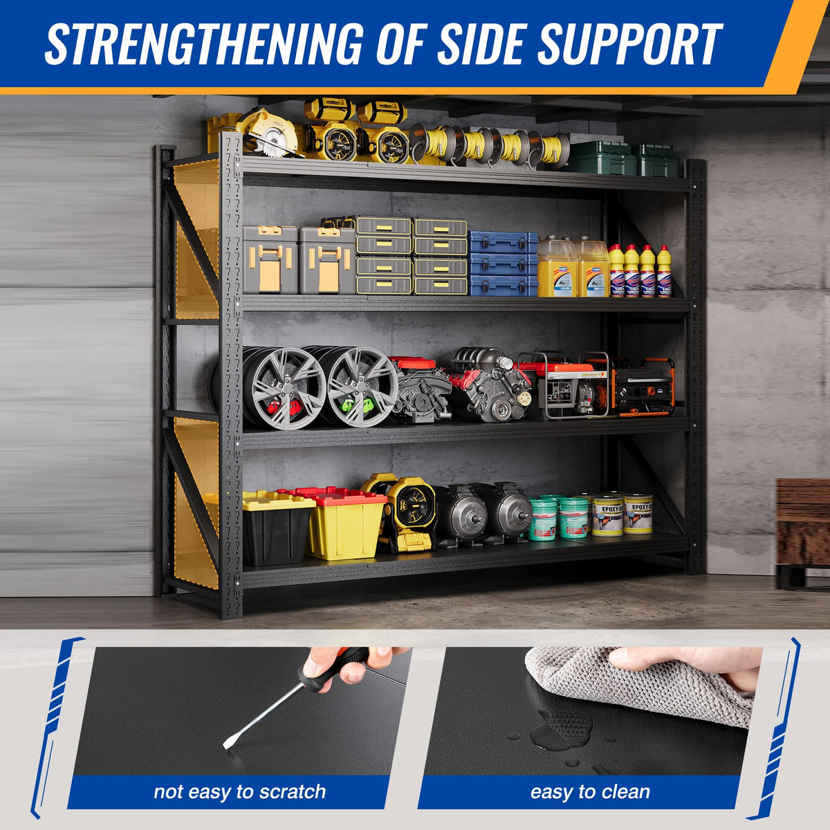 BYNSOE 78.8" W Storage Shelves 7000lbs Garage Metal Shelving Heavy Duty Garage Shelves Adjustable Storage Shelves for Industrial, Factory, (78.8" W X 24" D X 78.8" H)