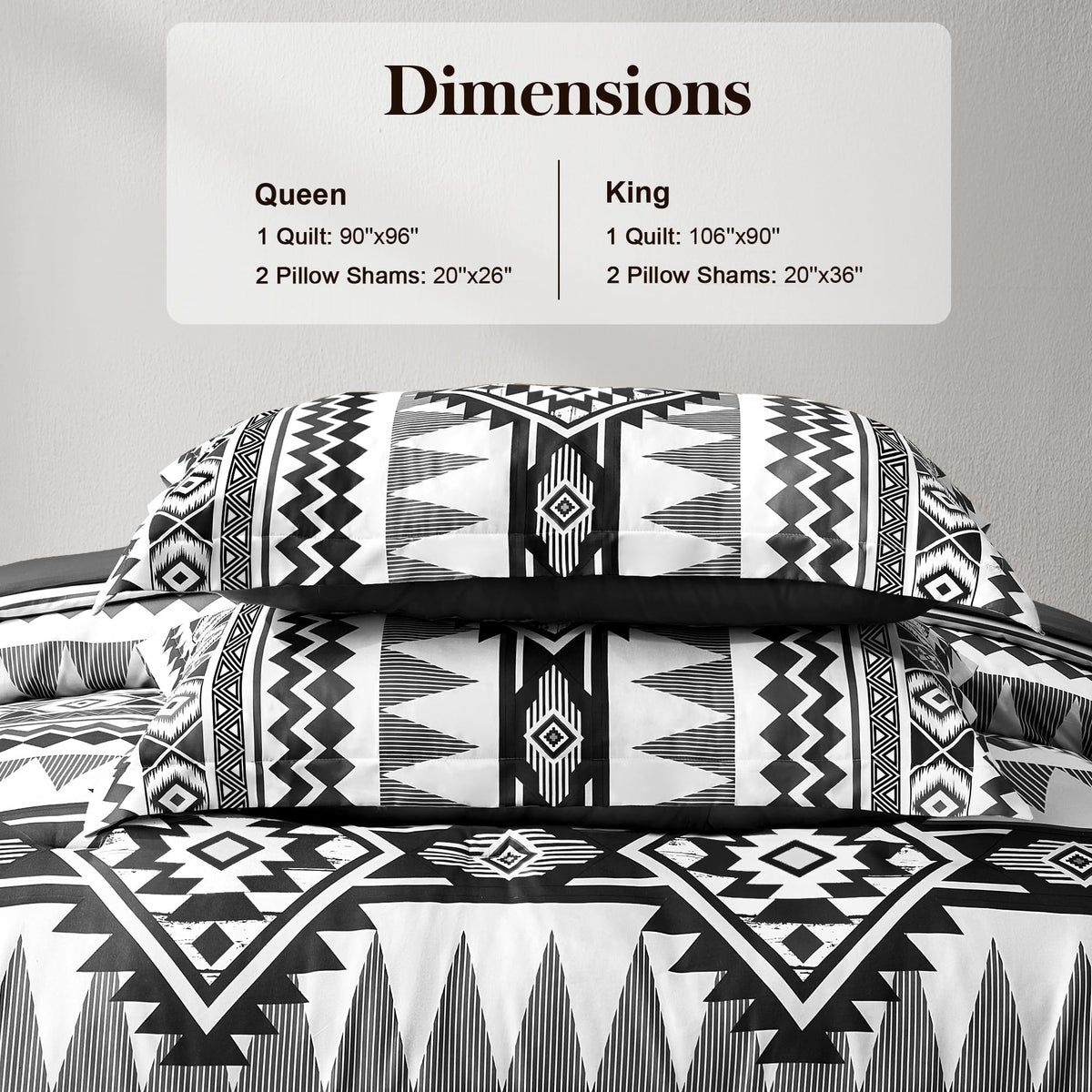 Tyrot Black King Size Comforter Set – 3 Piece Boho Aztec Western Bedding Sets, Soft Lightweight Comforter for All Seasons, Southwestern Style, 1 Comforter & 2 Pillow Shams