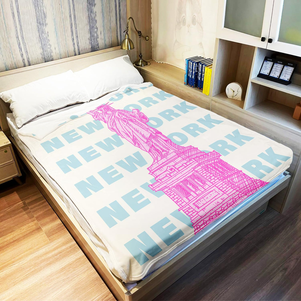 HommomH New York Statue of Liberty Blanket, Soft Cozy Lightweight Fleece Throw Blankets for Couch Sofa Bed, 60 x 80 Inches