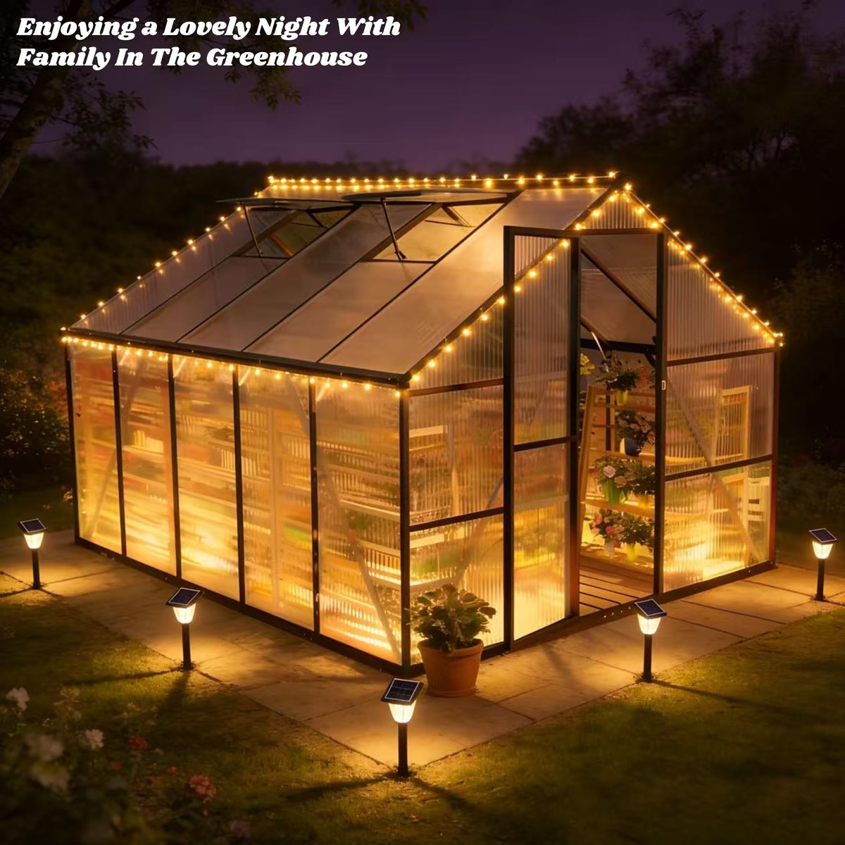 8x10 FT Greenhouses for Outdoors, Polycarbonate Greenhouse with PC Panels, Greenhouses for Outdoors for Yard, Garden, Hobby, Charcoal Black