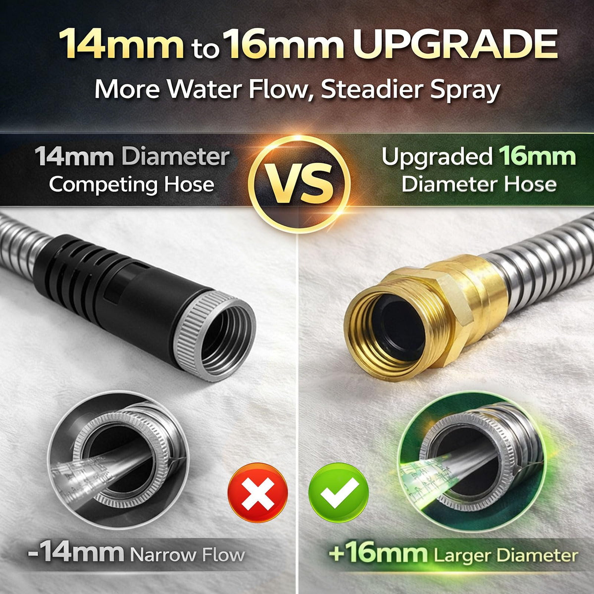 Holldoor Metal Garden Hose 25 ft – 304 Stainless Steel Water Hose with Nozzle Sprayer, Garden Hoses Flexible, Lightweight, No Kink, Heavy Duty for Outdoor (25 ft)