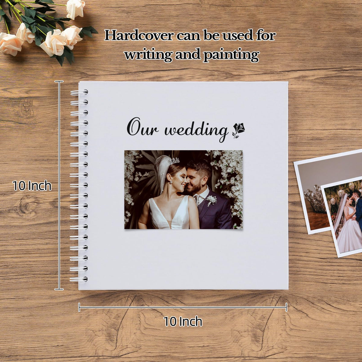 potricher 10 x 10 Inch DIY Scrapbook Album 40 Pages Hardcover Kraft Paper Scrap Book Photo Albums Memory Book for Wedding and Anniversary Family (White, 10 Inch)