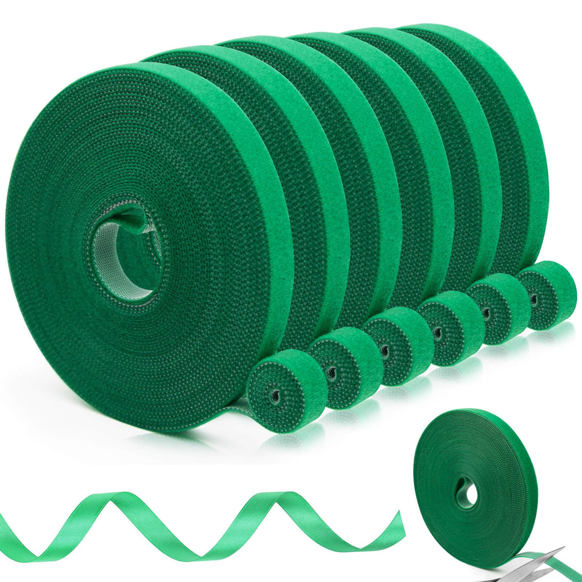 BZHYZKX Plant Tape for Climbing Plants, 6 Rolls, 196 Ft x 1/2 Inch, Reusable Adjustable Green Garden Tape for Plants, Soft Plant Ties for Outdoor Indoor Plants
