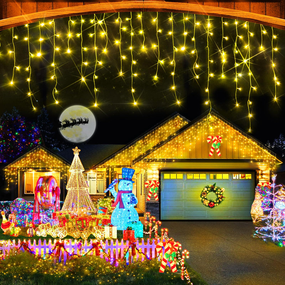 Heceltt Christmas Lights Outdoor, 131FT 1280 LED Ice Lights for Outside, 90 Drops Ice String Lights with 8 Modes, Waterproof Timer & Memory for Yard, Garden, Eaves, Patio, Party (Warm White)