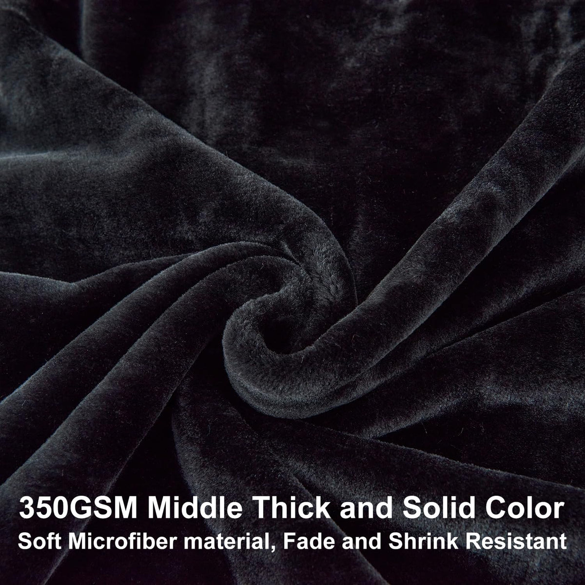 JYK Fleece Plush Blanket - 3.5 LB, 1 Ply Lightweight Korean Style Mink Blanket, Queen 79" x 91" - Super Soft, Warm & Cozy, Microfiber Bed Blanket for All Seasons, Black