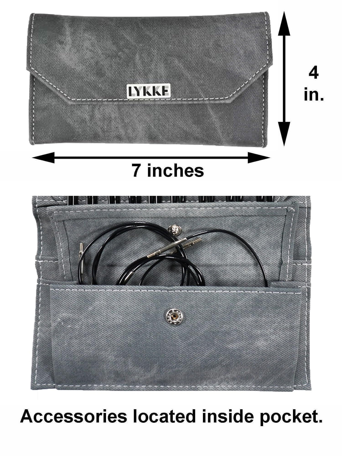 Lykke Driftwood 3.5 in. Standard Set US 3, 4, 5, 6, 7, 8, 9, 10, 10.5 Interchangeable Circular Knitting Needles for Baby, DK, Worsted, Chunky Yarn, Birchwood, 4 Swivel Cords, Grey DM Case, Project Bag