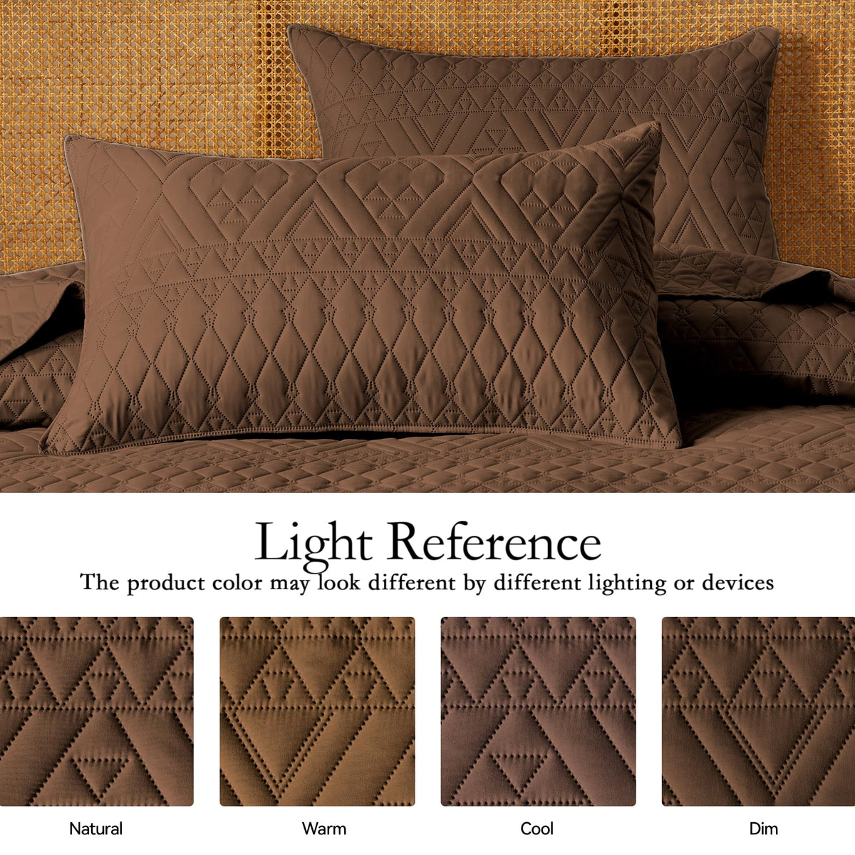 akkialla Full/Queen Size Quilt Bedding Set,Brown Lightweight Microfiber Soft Bedspread,Modern Style Geoetric Pattern Coverlet Set for All Seasons,3 Piece(1 Quilt,2 Pillow Shams)
