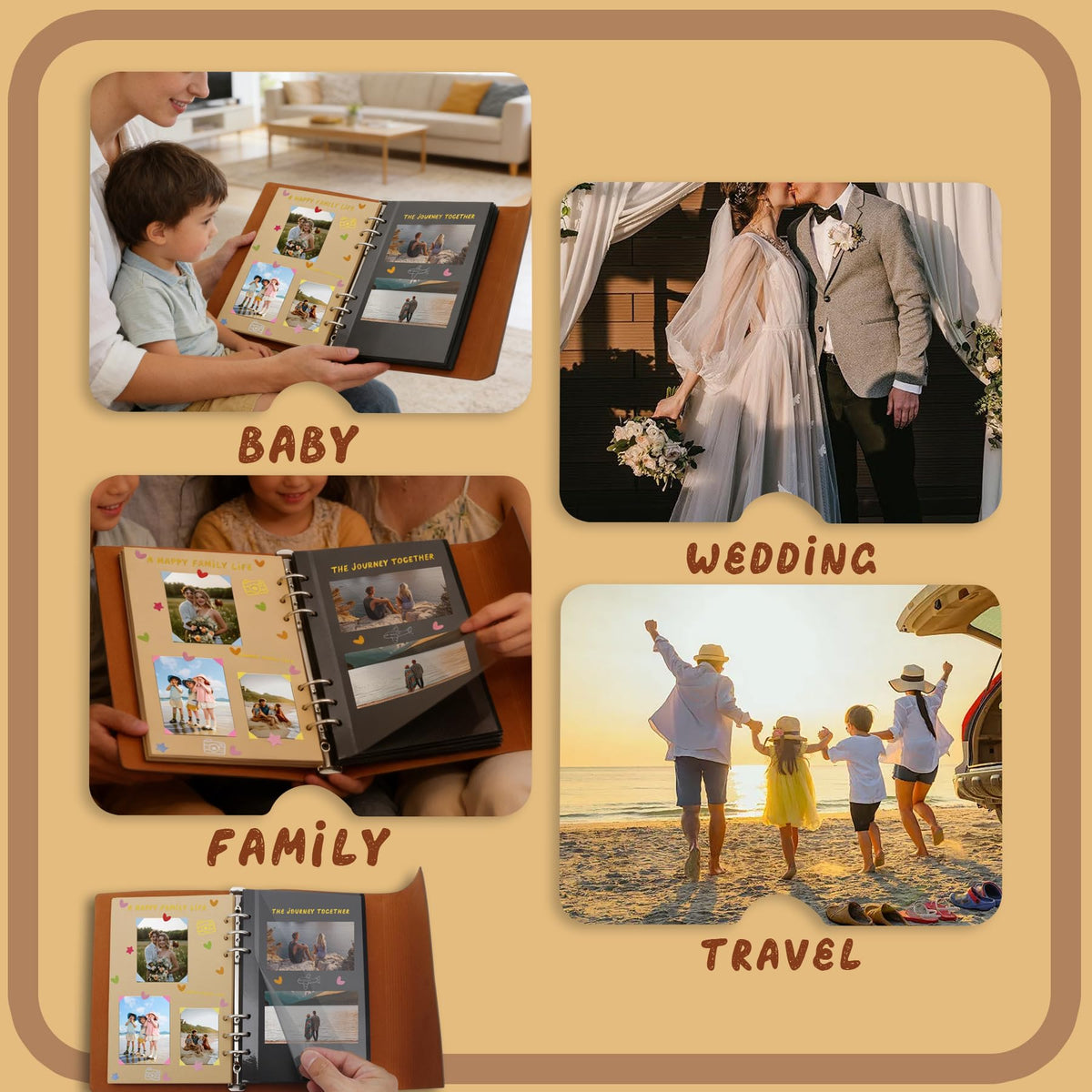 Scrapbook Album Vintage Leather Self Adhesive Photo Album Kit with 64 Pages & Kraft Paper | DIY Memory Scrapbook Gift for Anniversary, Family Travel, Birthday, Valentine's Day (Blue)