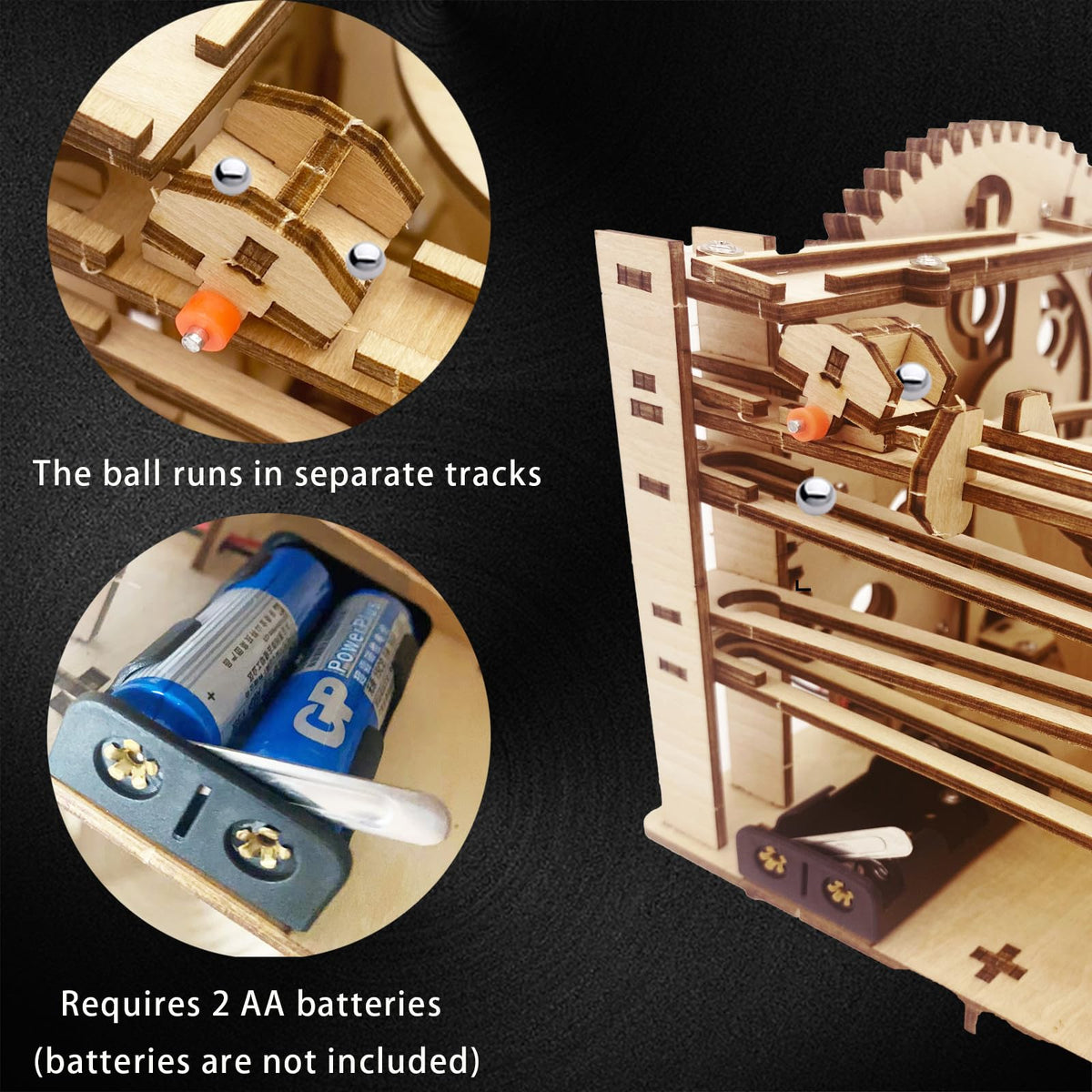 3D Puzzle Wooden Marble Run for Adults DIY Model Kit Assembly Wood Crafts Mechanical Puzzle for Teen Age 14+ Years Old