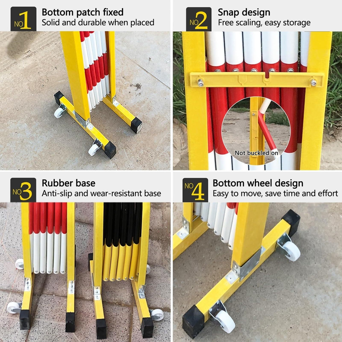 Barricade Expandable Mobile Barricade Industrial Safety Barrier Gate Outdoor Road Garage Construction Retractable(Red+White,1.2 * 2.5m)