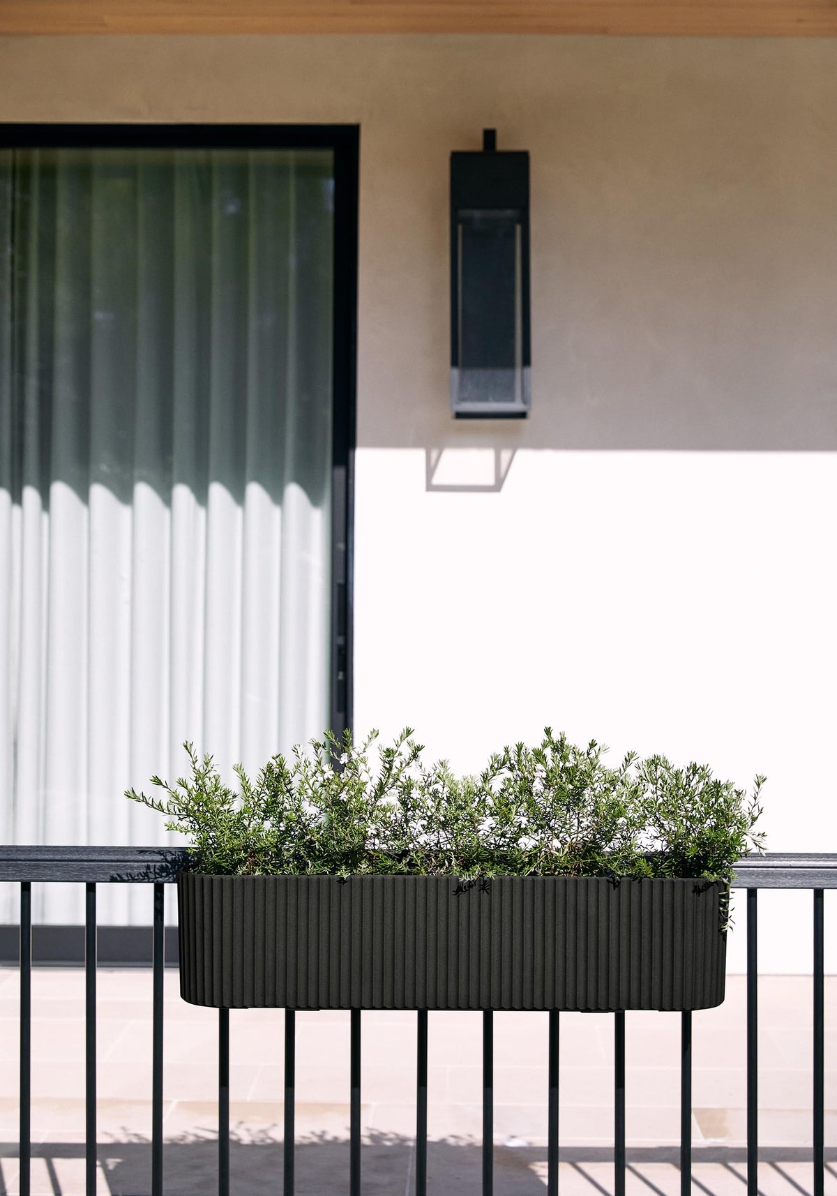 Veradek Demi Series Railing Planter - Hanging Planter Box for Windowsill/Balcony | Plastic-Stone Composite w/Railing Bracket | Modern Décor for Flowers