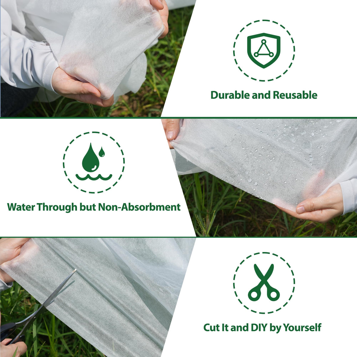 Hyxanons 10 * 50FT Plant Covers Freeze Protection, 1.06 oz/yd² Large Thick Floating Row Cover Fabric for Winter Frost Protection, White Blanket Cloth for Outdoor Garden Vegetables in Cold Weather