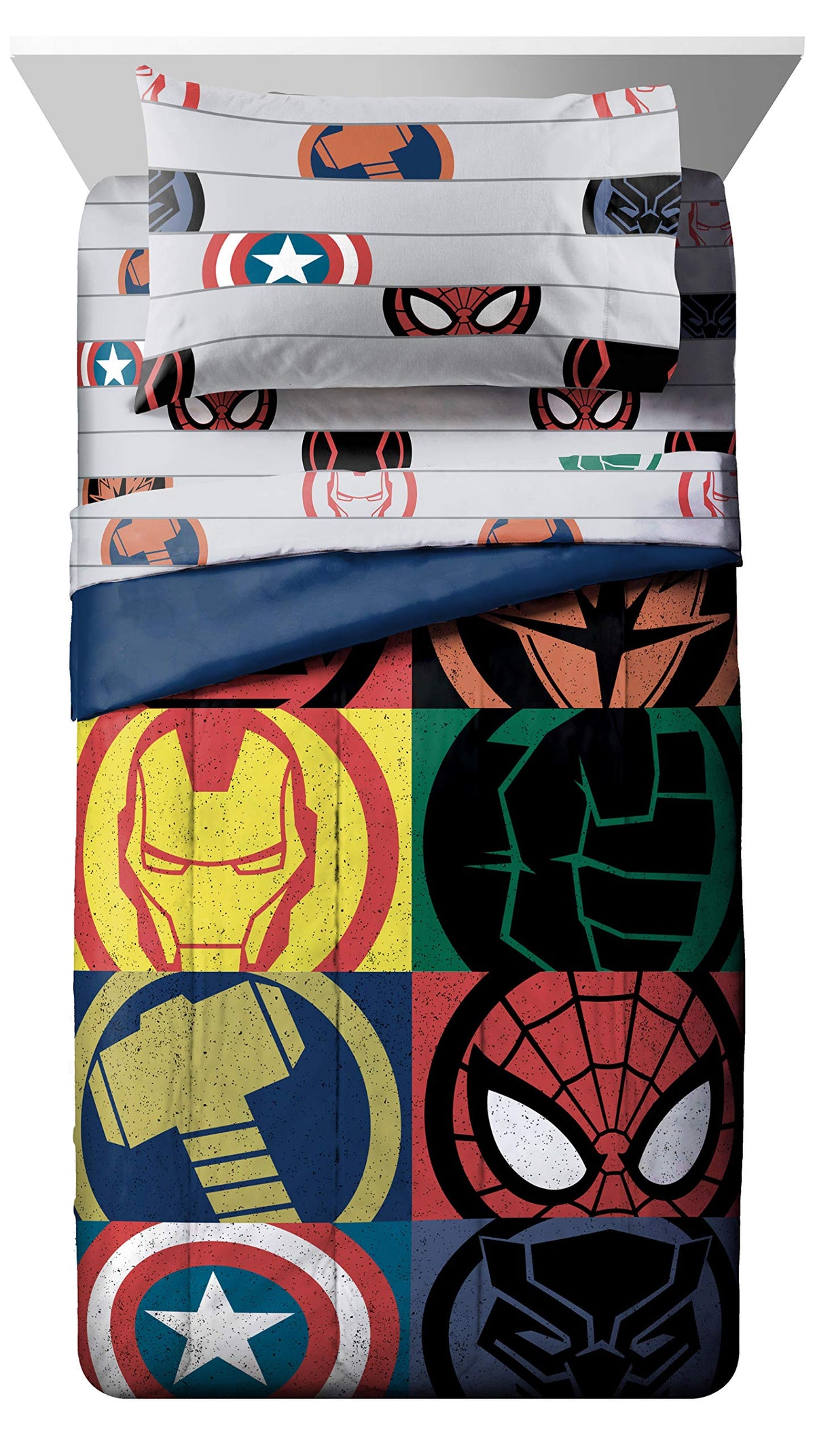 Jay Franco Marvel Avengers 5 Piece Twin Comforter Set - Bed in a Bag with Captain America, Hulk, Iron Man, Thor - Super Soft Fade Resistant Microfiber Kids Superhero Bedding (Official Marvel Product)
