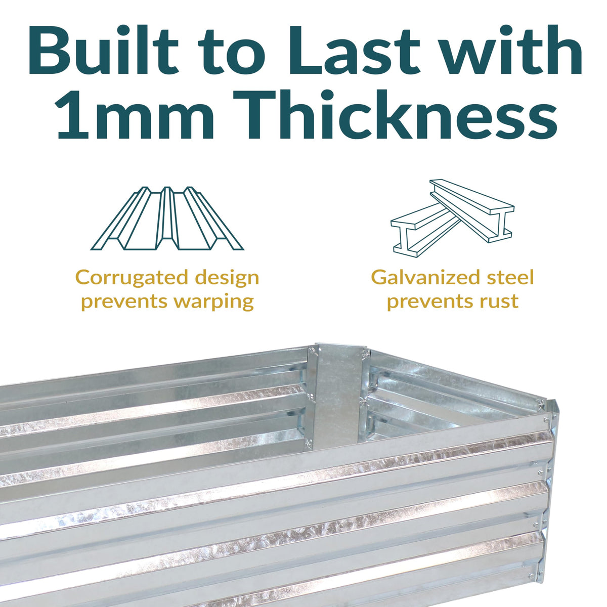 Sunnydaze Galvanized Raised Garden Bed Kit - 4x2x1 ft Outdoor Raised Garden Bed - Metal Planter Box for Vegetables, Flowers, Herbs - Silver - 4' x 2' Rectangle