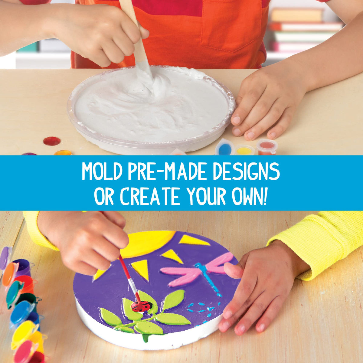 Made By Me Mix & Mold Your Own & Make 4 DIY Personalized Stepping Stones, Great Spring & Summer Weekend Activity, Perfect Keepsake, Birthday Party Idea for Kids Ages 5, 6, 7, 8, 9, Multicolor