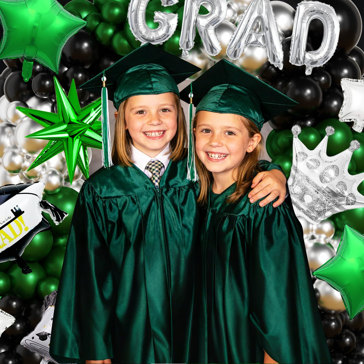 Graduation Balloon Arch Garland Kit Green Black Silver Graduation Decorations 2026 for College High School Class of 2026 Grad Party Prom Decor