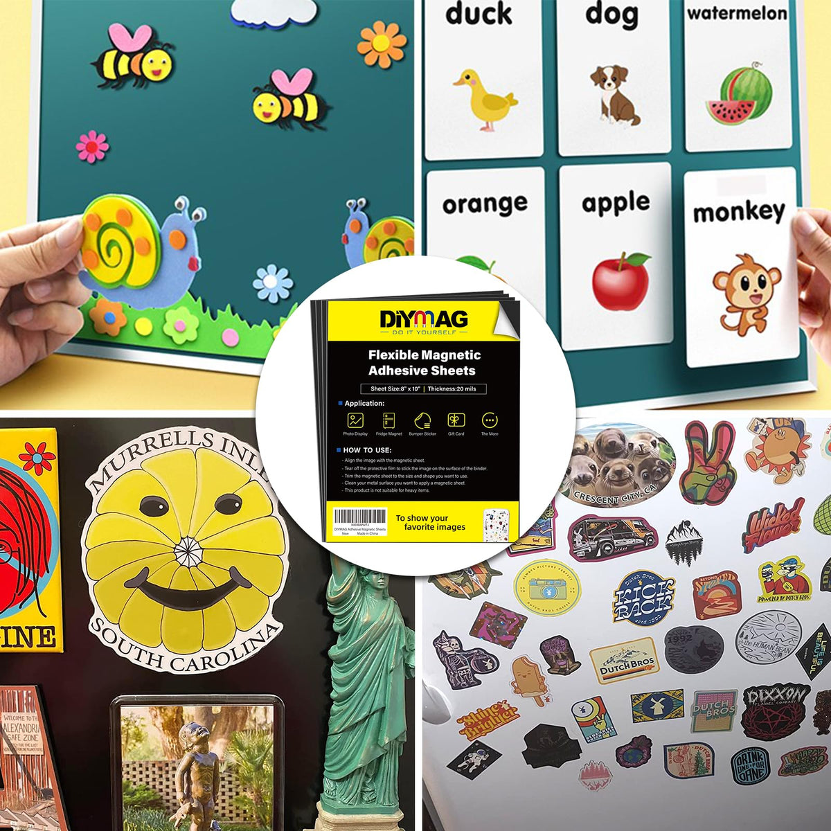 DIYMAG 16Pack Magnetic Adhesive Sheets Photo Mat, Magnetic with Adhesives Backing, 8x10 Inch Flexible Magnet for Crafts Photos and Die Storage Easy to Cut
