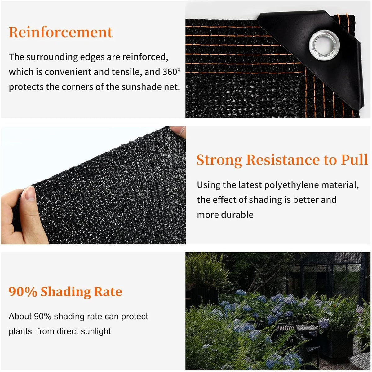 Shade Cloth 90% 10 Ft x 13 Ft Sun Shade Net with Grommets UV-Blocking Net for Plants Cover Greenhouse Barn Flowers Patio Lawn Outdoor