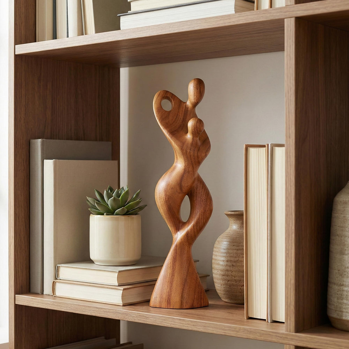 G6 Collection 14" Wooden Handmade Abstract Sculpture Statue Handcrafted Gift Art Decorative Home Decor Figurine Accent Wood Decoration Artwork Hand Carved Dance with Me