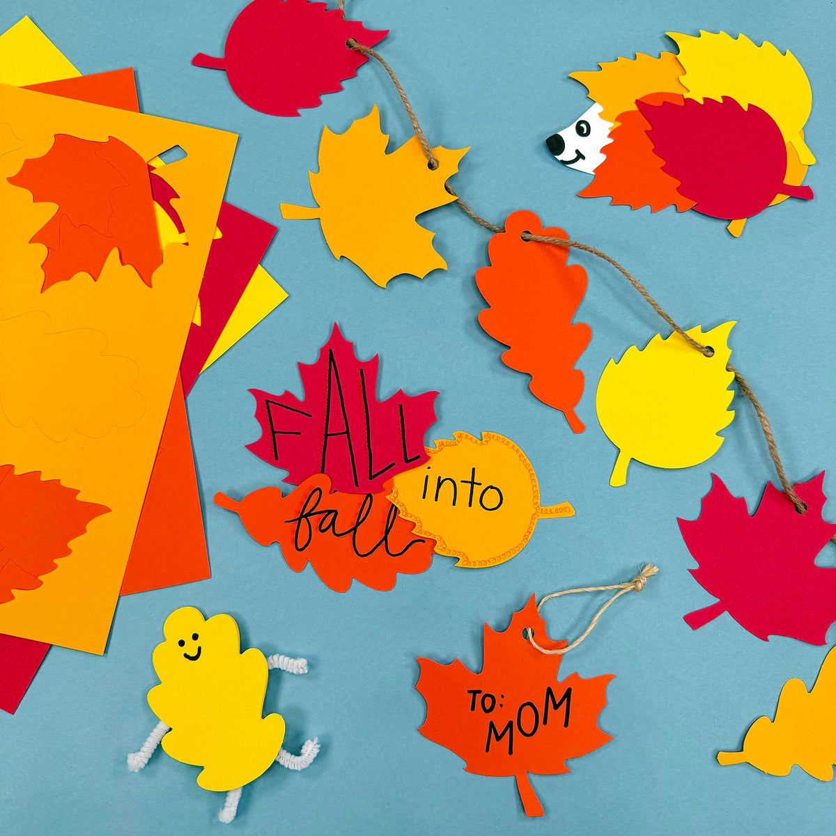 120 Pieces Fall Leaf Paper Cutouts with IDEA Guide, 2-Sided US Made Card Stock Punch Out Maple, Oak, and Birch Leaves for Bulletin Boards, Classroom Decor, Autumn Crafts, DIY Scrapbook, and Posters
