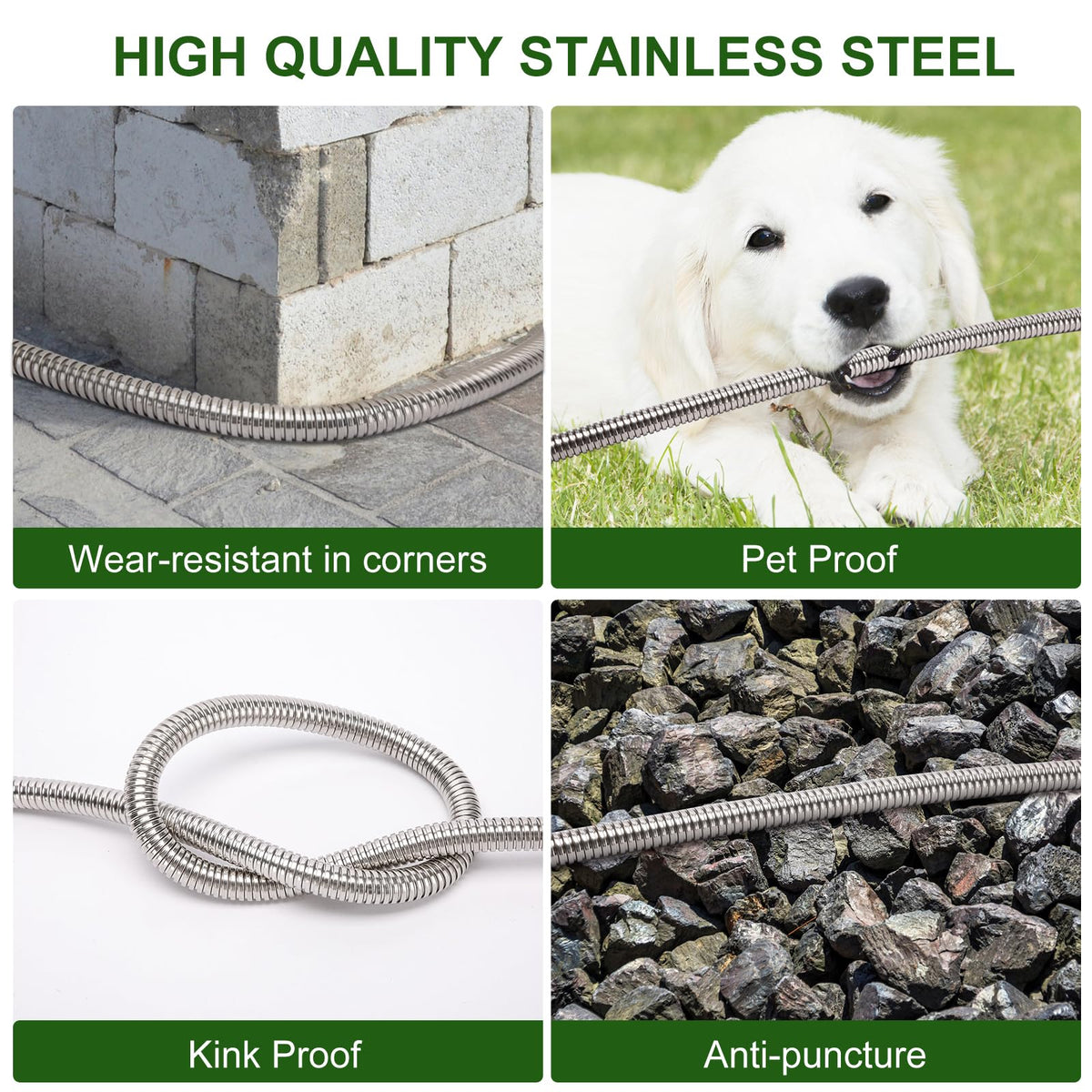 Garden Hose Metal 75 FT, Stainless Steel Hose, Water Hose with 10 Function Nozzle & Brass Nozzle, Lightweight, No Kink & Tangle, Easy to Use & Store, Heavy Duty Metal Hose for Yard and Lawn