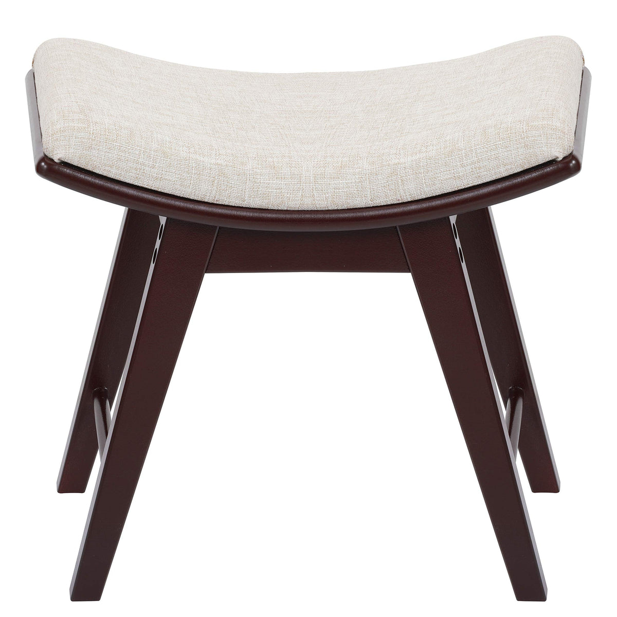URFORESTIC Oak Wood Vanity Stool, Modern Makeup Dressing Stool with Concave Seat Surface,Capacity 300lb, Easy Assembly (Brown)
