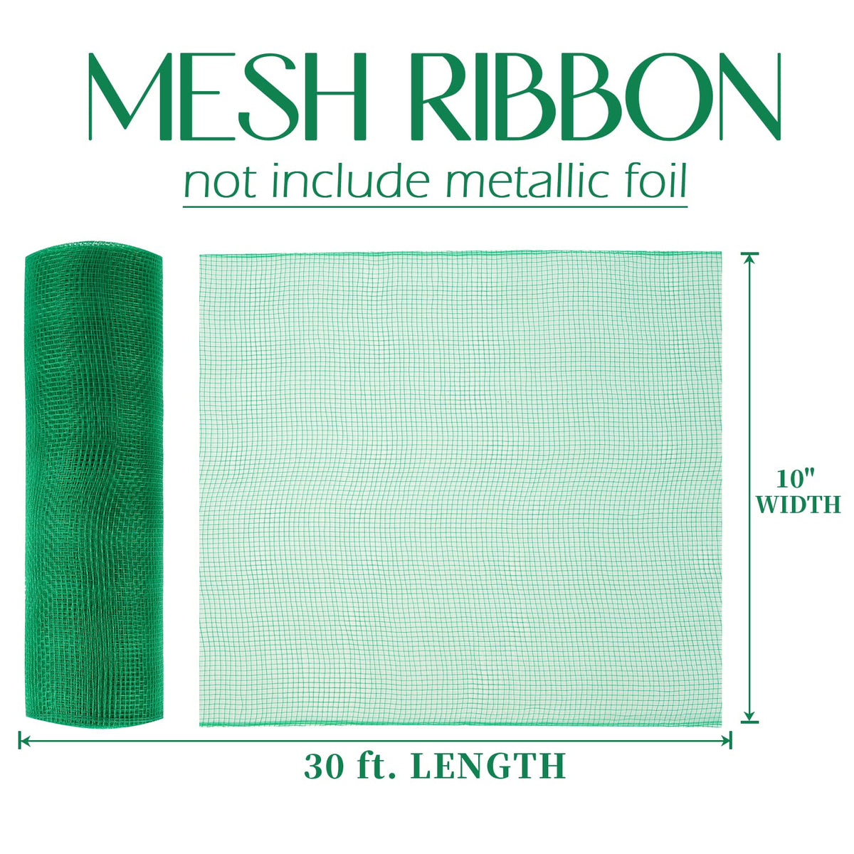 MEEDEE Emerald Green Deco Mesh 10 Inch Rolls Mesh Christmas Ribbon Green Mesh Ribbon for Christmas Tree, Garland, Staircase, Mailbox, Centerpiece, Making Wreath, Decorating and Crafts (30 Feet)