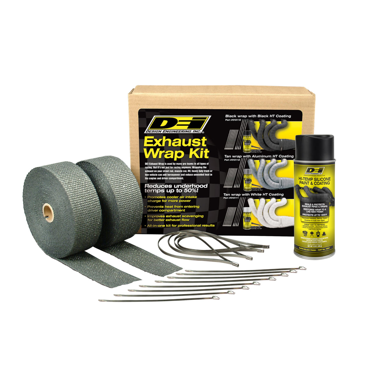 Design Engineering Automotive Exhaust & Header Glass Fiber Wrap Kit - Black HT