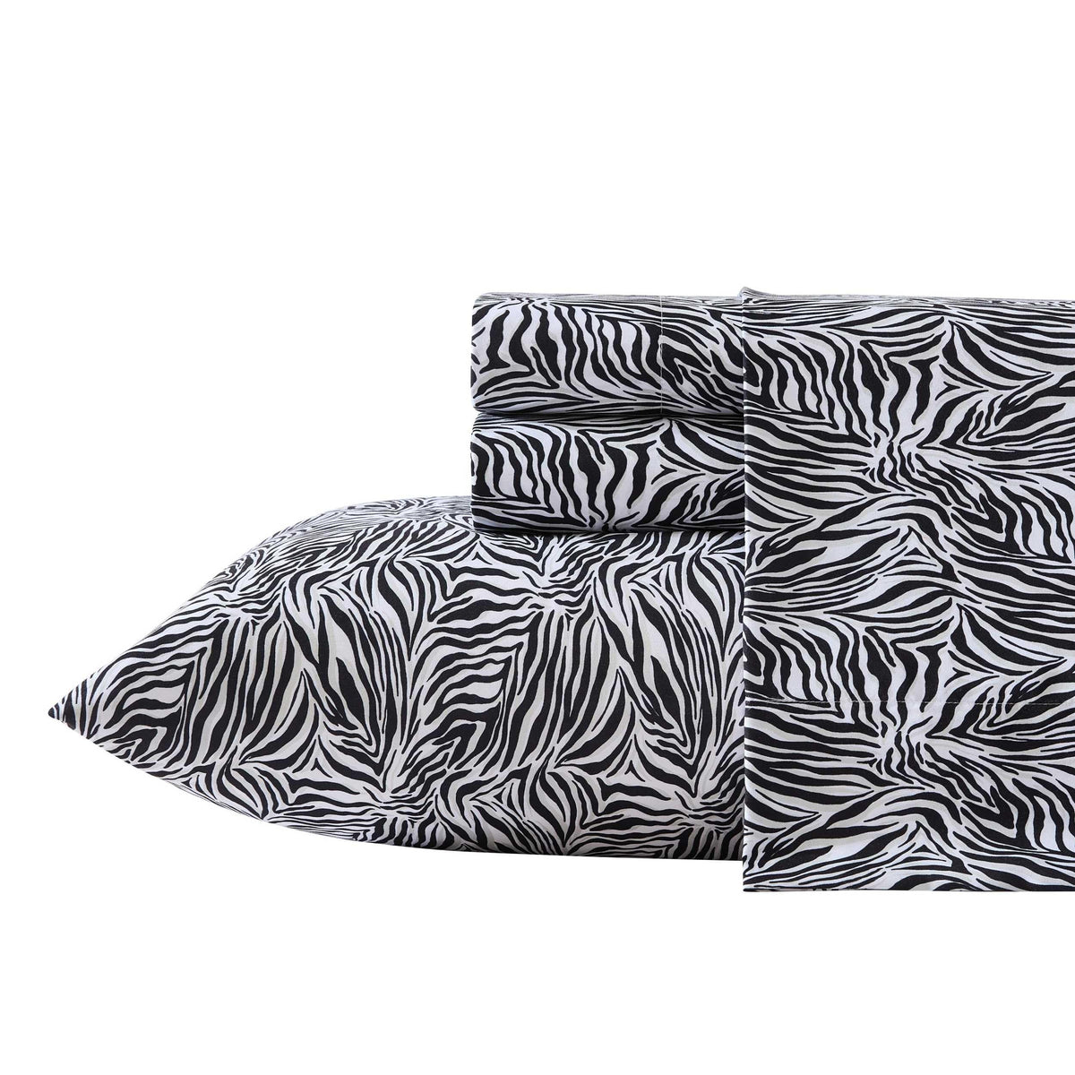 Betsey Johnson - Queen Size Sheet Set, Nerdy Teddies Print Microfiber Bedding with Deep Pocket Fitted Sheet, Bed Sheets with Matching Pillowcases, Wild Zebra Black