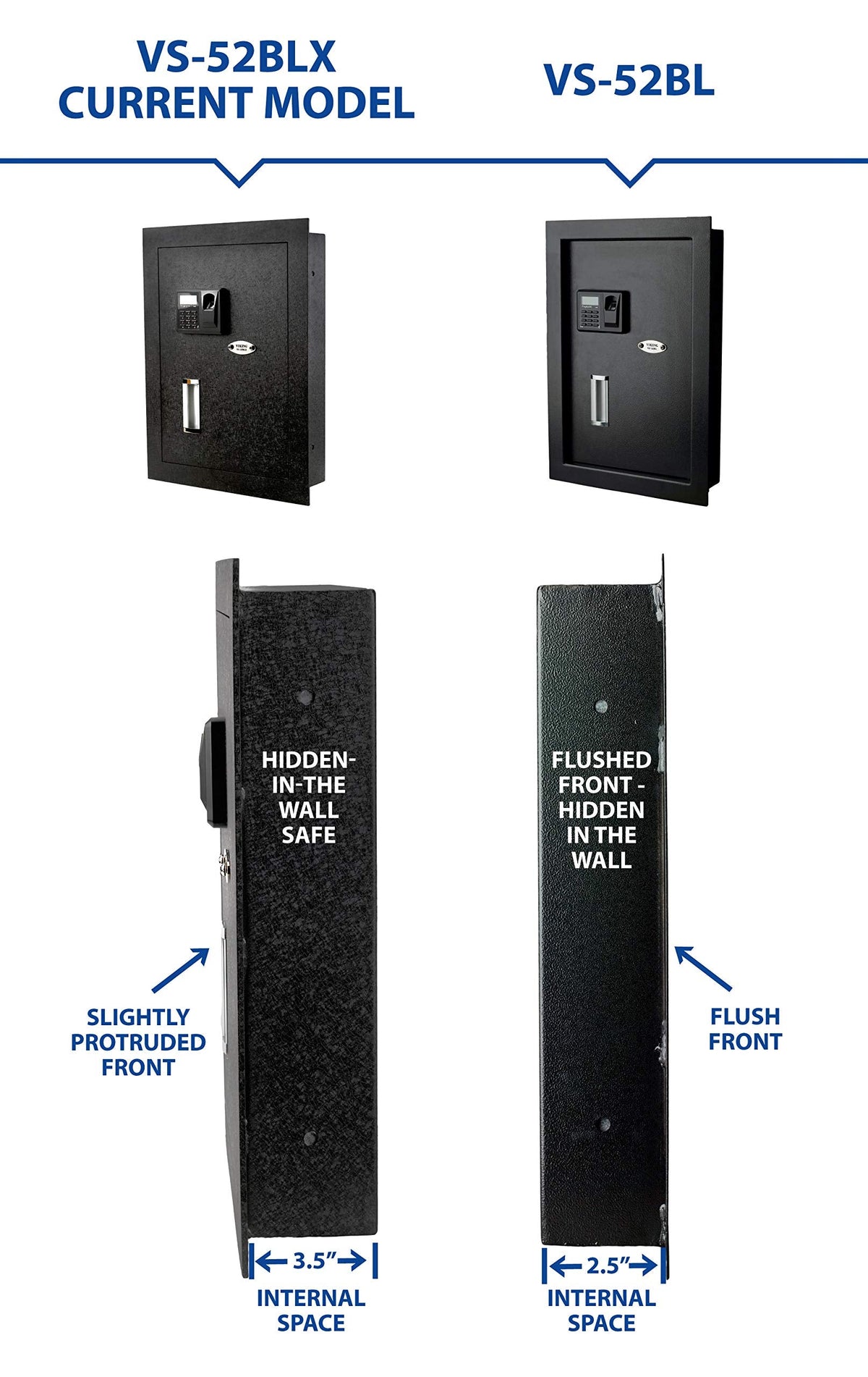 Viking Security Safe VS-52BLX Heavy Duty Hidden in Wall Safe Biometric Fingerprint