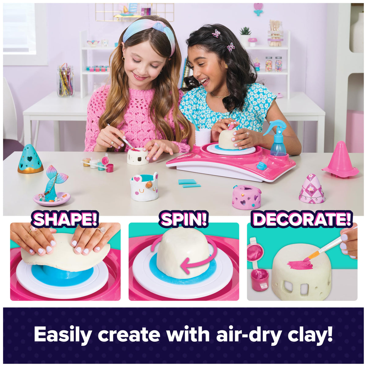 Cool Maker, Pottery Studio, Air-Dry Clay Pottery Wheel Sculpting & Craft Kit, Arts and Crafts Kids Toys for Ages 8 and up (Packaging May Vary)