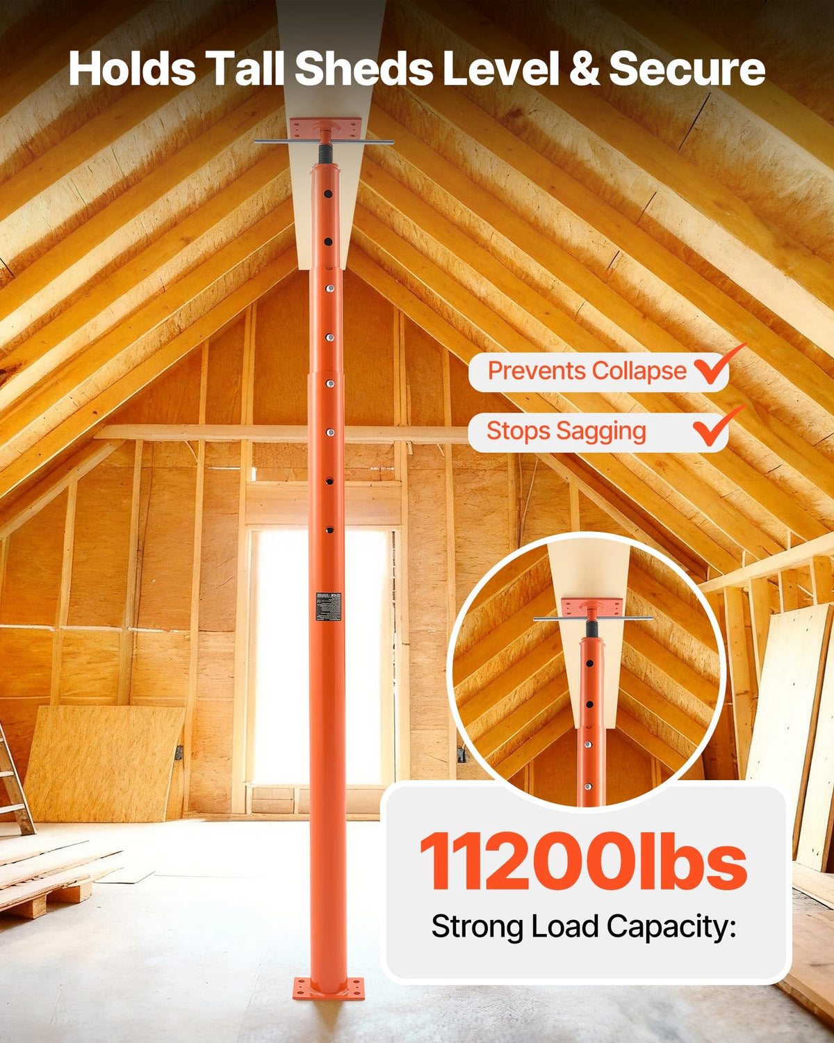VEVOR House Floor Jacks, 2 Pack 54-150 Inch Height Range, 11200 lbs Max Load Capacity, Adjustable Support Beam Basement Jack Post Pole for Leveling, Lift Steel Telescoping Post for Temporary Support