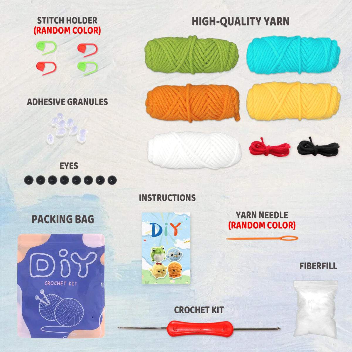 YAMAXIN Crochet Kit for Beginners Adults – 4PCS Animal Amigurumi Crochet Starter Kit with Yarn, Hooks, Tools, and Video Tutorials – DIY Knitting Craft Kit (Chick, Frog, Penguin, Octopus)