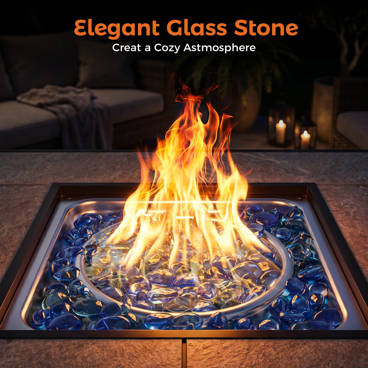 BALI OUTDOORS Propane Gas Fire Pit Table 32 inch 50,000 BTU Square Gas Firepits for Outside, Brown