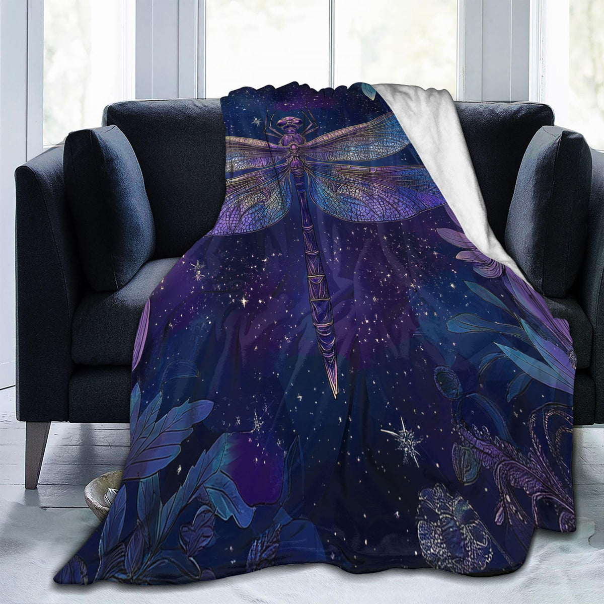 Dragonfly Throw Blanket Soft Warm Cozy Dragonflies Blankets Fuzzy Plush Fleece Dragonfly Blanket Gifts for Couch Bed Sofa Home Decor 40''X50''