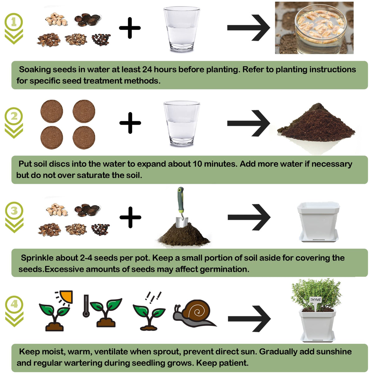 Meekear 10 Herb Seeds Garden Starter Grow Kit with White Pots, Markers, Nutritional Soil, Watering, Herb Clipper, Complete Indoor Potted Plant Growing Set for Kitchen DIY
