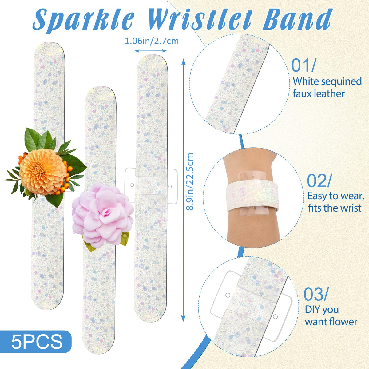 AHIER 161 PCS DIY Wrist Corsage Making Kit with 5P Wrist Corsage Bracelets, Floral Wire and Cutter, Floral Tape, Pin, Ribbon for Wedding Party Boutonniere Supplies