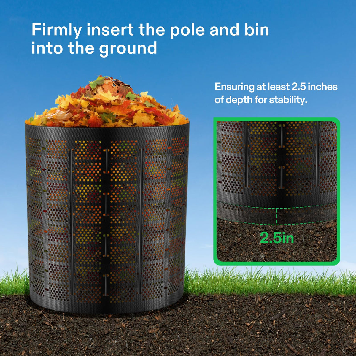 VIVOSUN 300 Gallon Outdoor Compost Bin, Expandable Composter, Easy to Setup & Large Capacity for Backyard, Lawn (Black with Gloves)