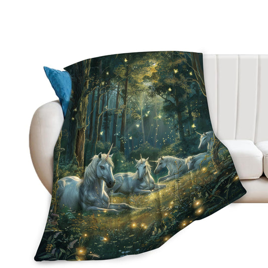 Unicorn Blanket Forest Unicorn Decor Throw Blankets Ultra Soft Cozy Fuzzy Plush Fleece Flannel Lightweight Unicorn Blanket Gifts for Girls Women Boys Men Kids for Bedding Sofa 40"X50"