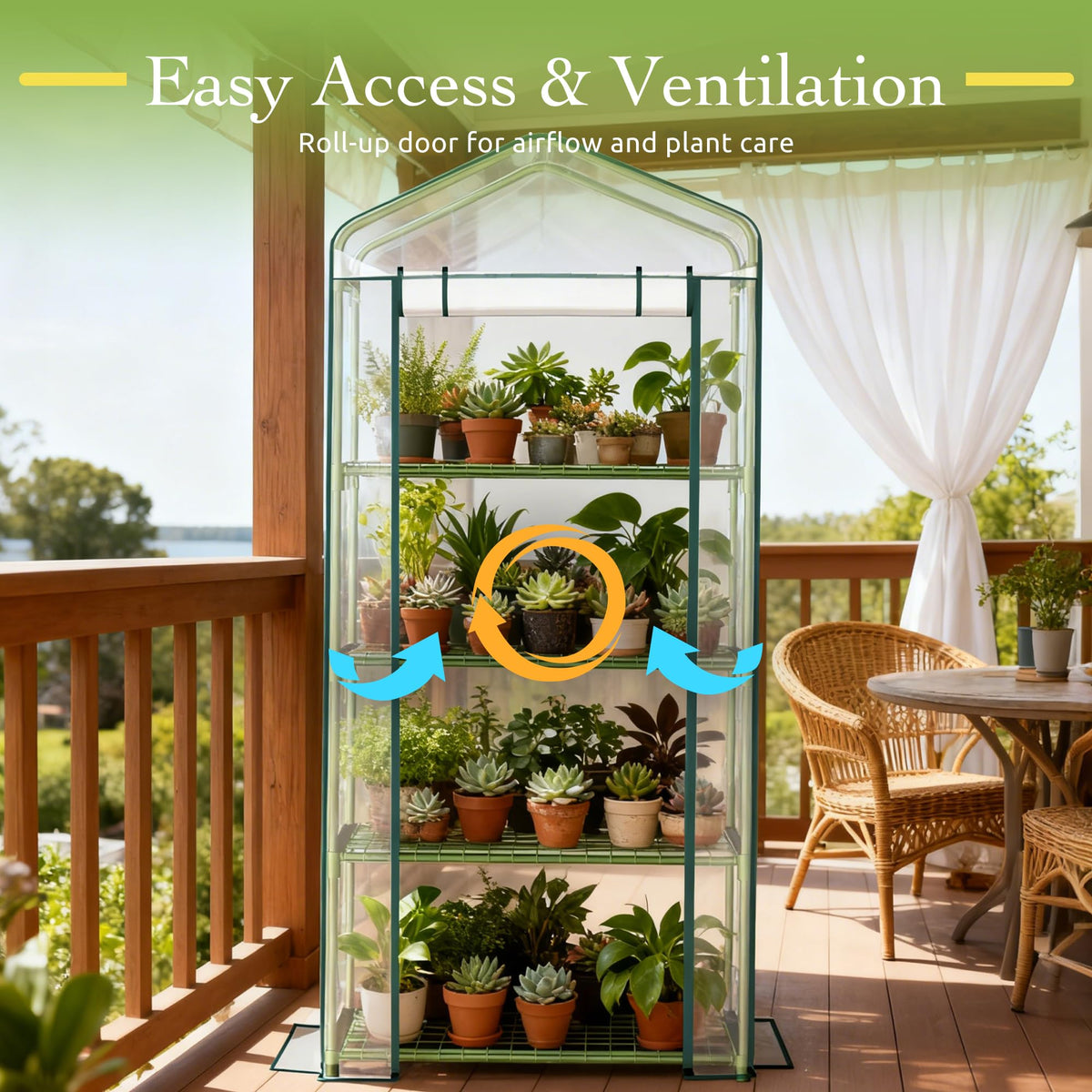 OnlyGarden Mini Greenhouse for Outdoor Indoor, 4 Tier Shelves Small Green House for Winter, Portable Greenhouses with PE-Coated Metal Frame Heavy Duty PVC Cover, Plant Rack Stand House 2.3x1.6x5.2ft