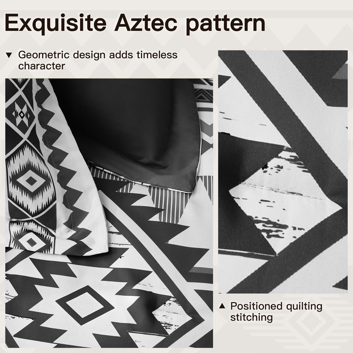 Tyrot Black King Size Comforter Set – 3 Piece Boho Aztec Western Bedding Sets, Soft Lightweight Comforter for All Seasons, Southwestern Style, 1 Comforter & 2 Pillow Shams