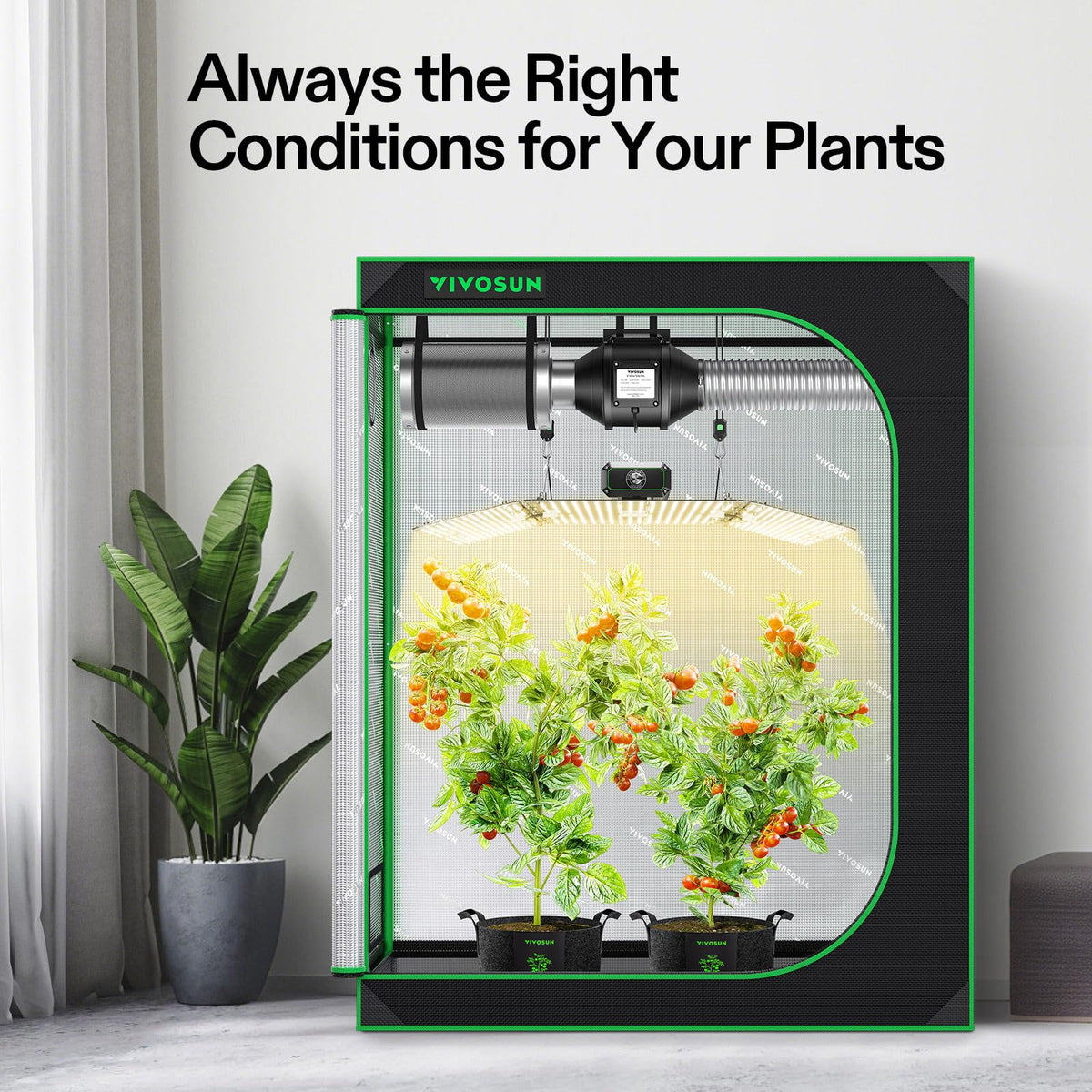 VIVOSUN Grow Tent Kit 2x4 Complete System, WiFi-Controlled Grow System with Full Spectrum LED Grow Light, Automatic Ventilation, GrowHub Outlet A22 with Temperature and Humidity Sensor